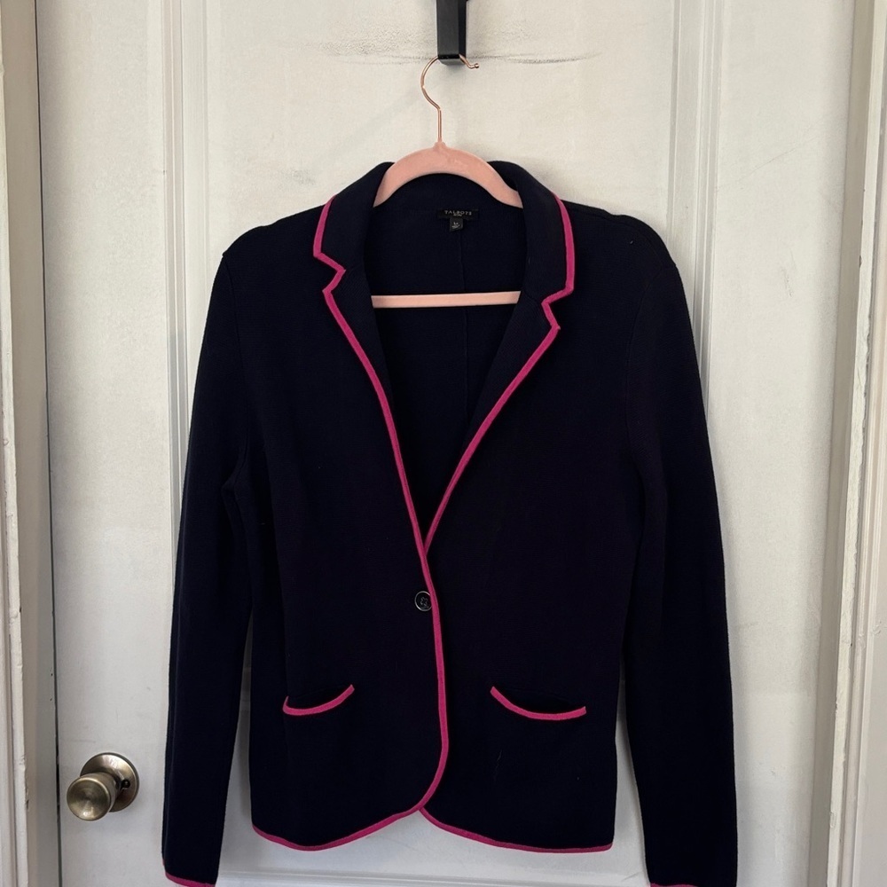 Talbots Navy Jacket with Pink Trim